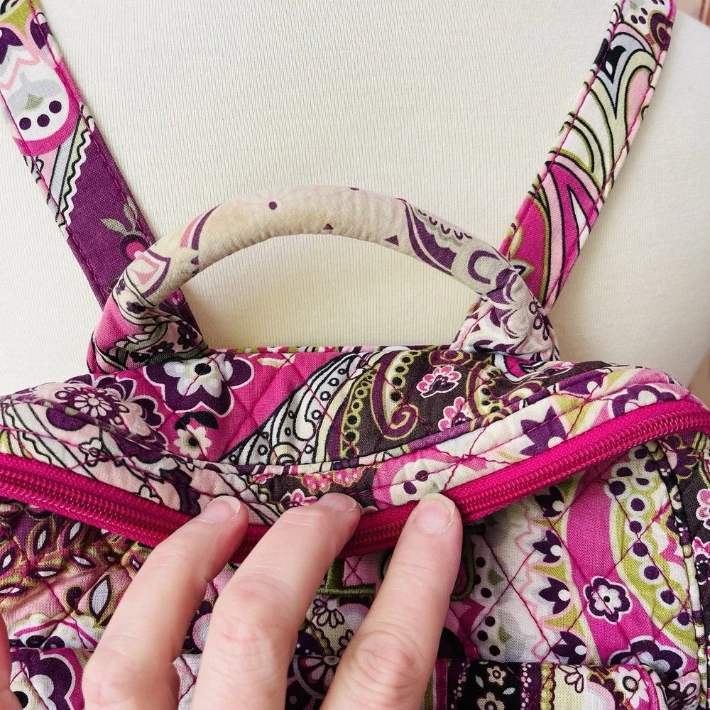 Vera Bradley Retired 2010 'Very Berry Paisley' Small Backpack Adjustable Strap - Picture 3 of 9